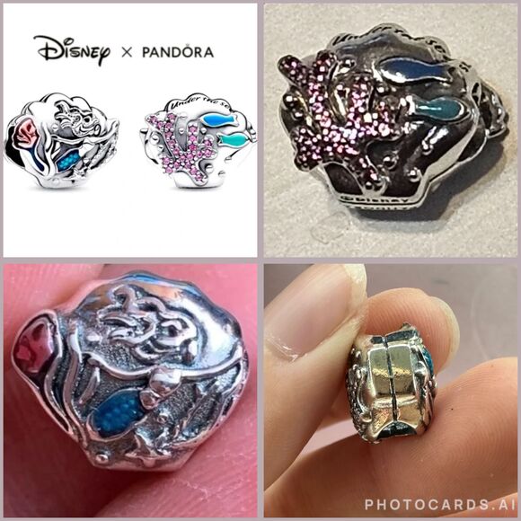 4x NWOT Ariel The Little Mermaid Disney Pandora FIT Silver Charm - Picture 11 of 15